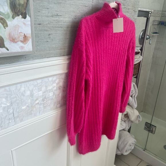 NWT new small Anthropologie flat white turtleneck sweater dress tunic pink - Picture 6 of 17